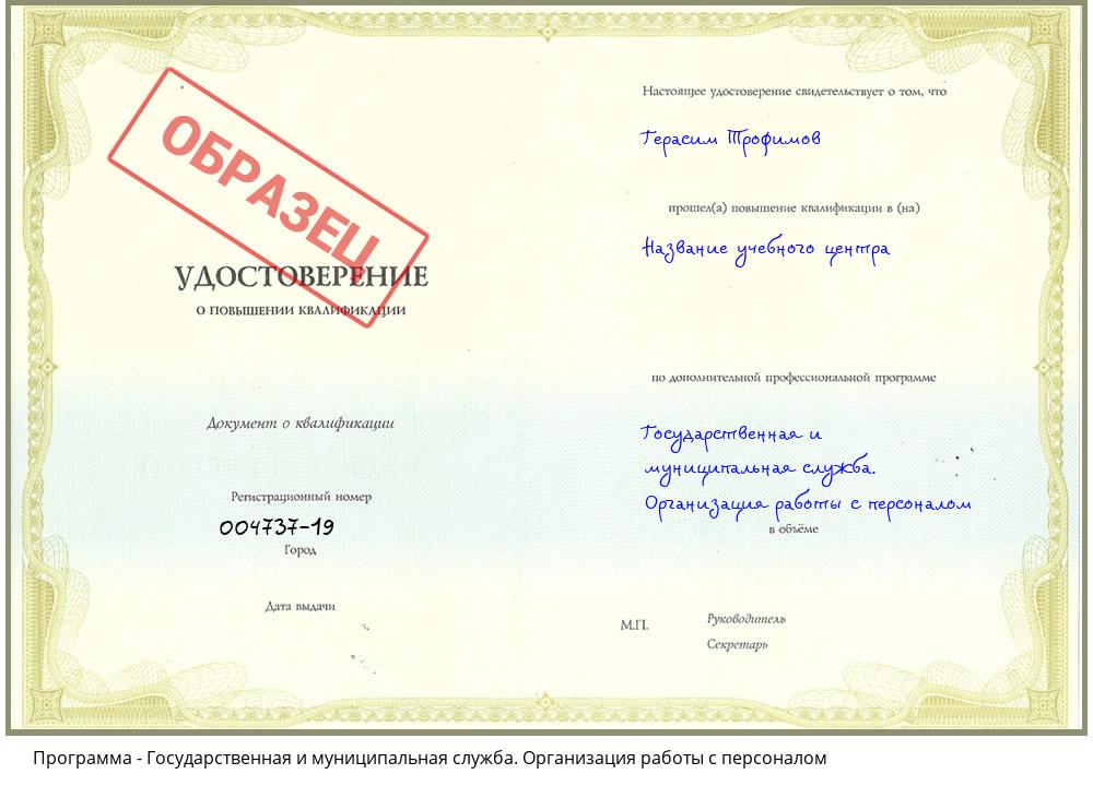 Государственная и муниципальная служба. Организация работы с персоналом Великий Новгород