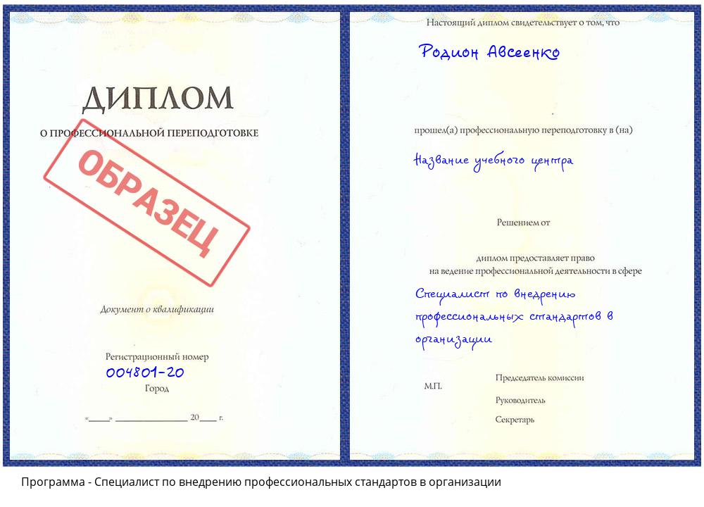 Специалист по внедрению профессиональных стандартов в организации Великий Новгород