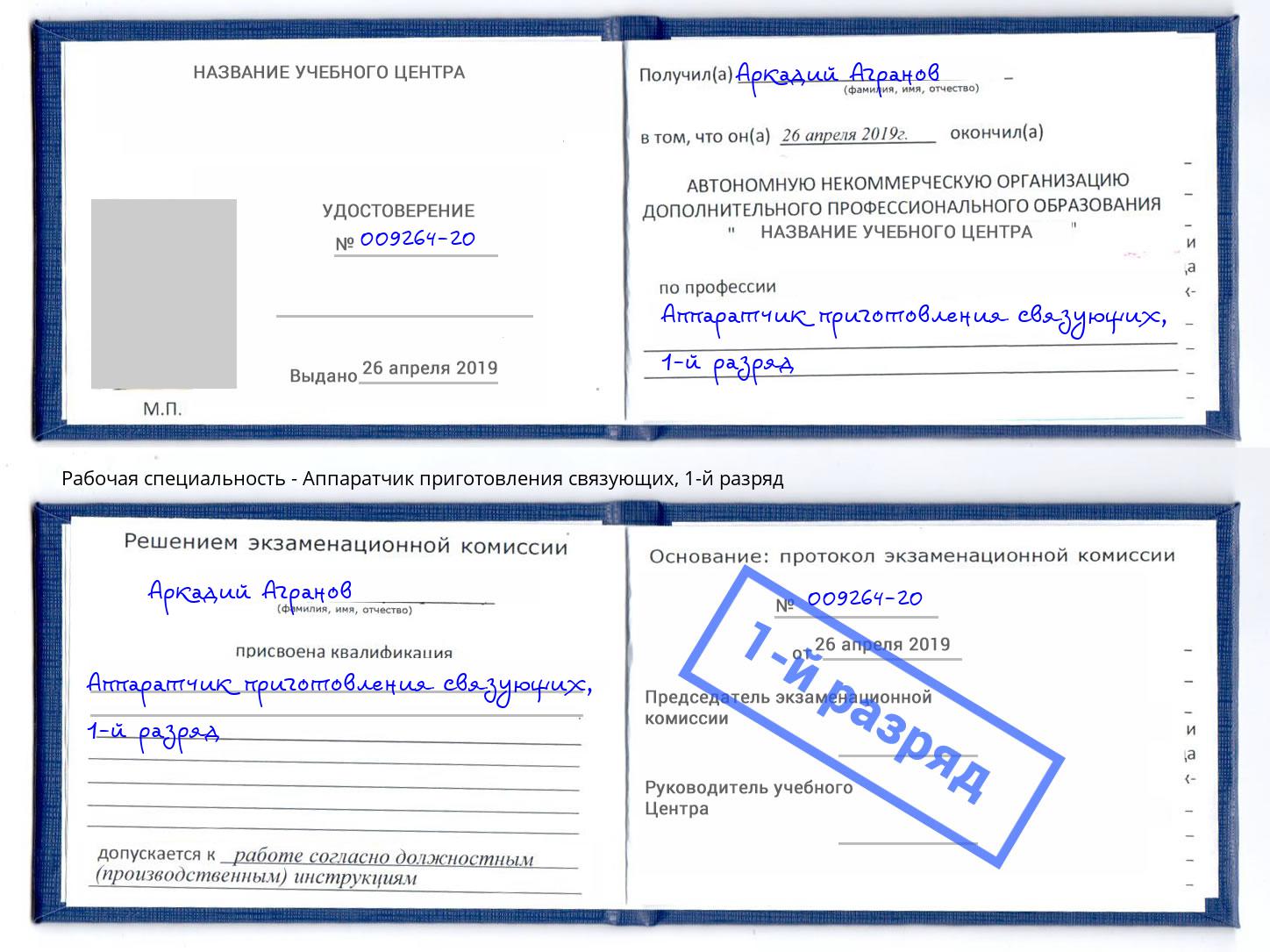 корочка 1-й разряд Аппаратчик приготовления связующих Великий Новгород